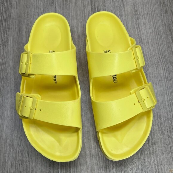 Birkenstock Arizona EVA Sandals Unisex Size L10 M8 Slip-on Slide Flexible Yellow - Picture 3 of 12